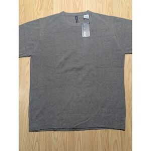 Perry Ellis America Mens Vintage Knit Short Sleeve Sweater Grey XXL